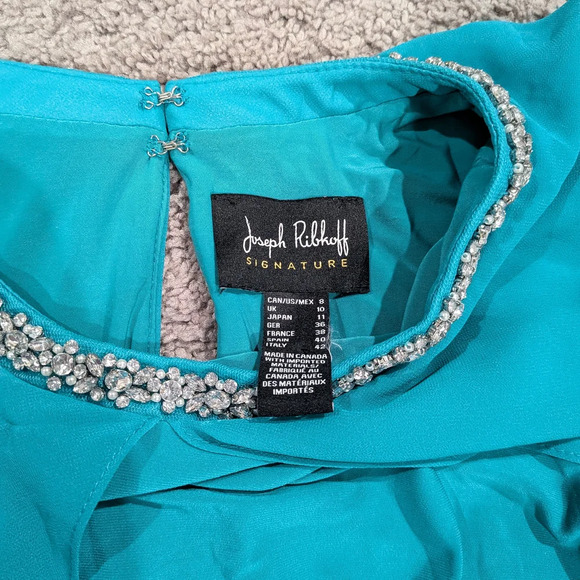 Joseph Ribkoff Teal Dress with Silver Accents - Picture 9 of 16